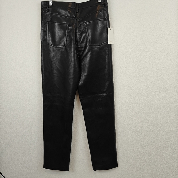 Aritzia Wilfred NWT The Melina Super High Rise Striaght Leg Leather Pants 10 - Picture 11 of 13